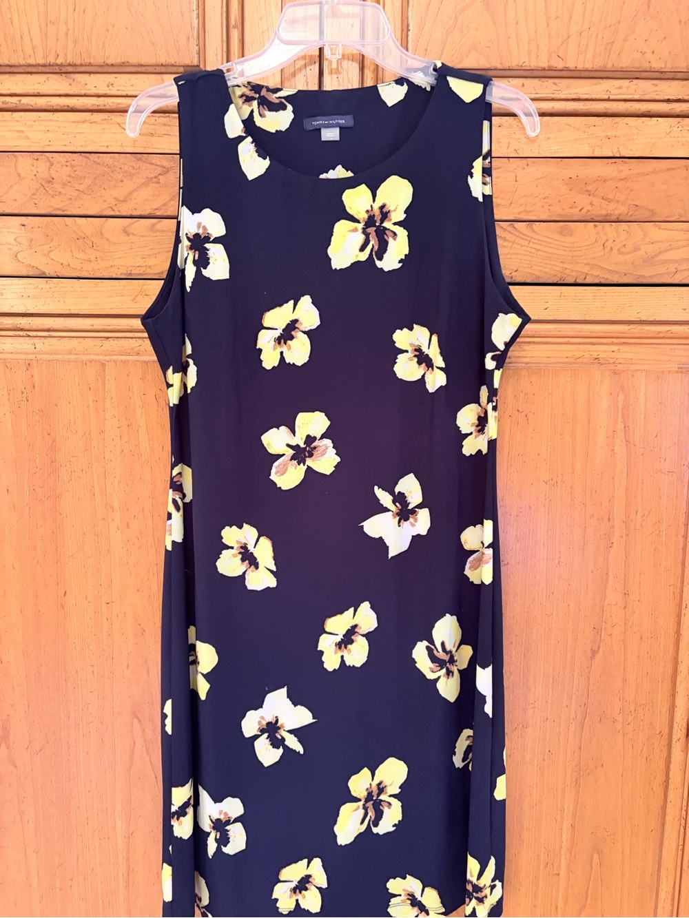 Tommy Hilfiger Black Sleeveless Dress with Yellow Floral Print